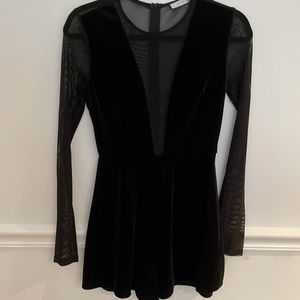 Blk sheer/velvet romper